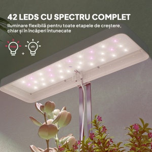 Lampă pentru Plante cu 42 de Lumini LED și 3 Vase 45x18.8x47.8 cm Alb - Img 5