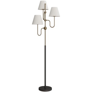 Lampadar de Podea cu 3 Puncte de Lumină și Întrerupător cu Pedală, Soclu E27, Auriu