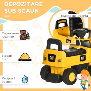 Licensed CAT Kids Ride on Excavator w/ Manual Bucket Horn Under Seat Storage - Img 6