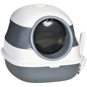 Litier pentru pisici 5 kg max cu paleta si deodorant incluse, design si maner pliabil, PP si ABS, 52x41x38 cm, alb si gri - Img 1