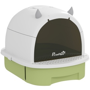 Litieră cu Capac, Tavă pentru Nisip tip Sertar cu Filtru de Carbon și Lopățică, 40,5x52x39 cm, Gri