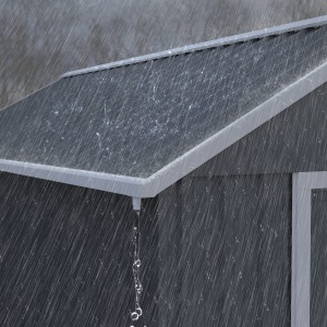 Magazie de Gradina din Otel Galvanizat si PP cu 4 Guri de Aerisire si Fereastra, 259x171x222 cm, Gri si Alb - Img 8