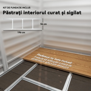 Magazie de Grădină din Tablă de Oțel cu 4 Orificii de Ventilație și 2 Uși Glisante, 213x120x194 cm, Gri Închis - Img 7