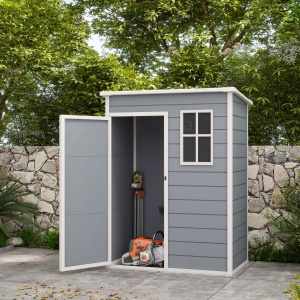 Magazie pentru Gradina 1.5 x 1 m, Magazie pentru Scule cu Usa care se Incuie, Fereastra si Ventilatie, Gri - Img 2
