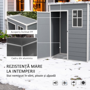 Magazie pentru Gradina 1.5 x 1 m, Magazie pentru Scule cu Usa care se Incuie, Fereastra si Ventilatie, Gri - Img 6