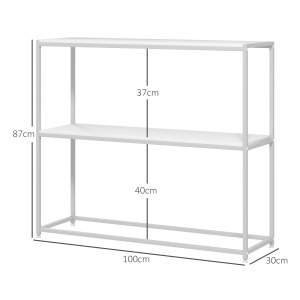 Masă Consolă de Intrare Subțire cu Partea Superioară Deschisă, Dulap Consolă din Oțel și PAL, 100x30x87 cm, Alb - Img 3