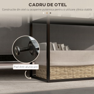 Masa Consola Masa Nordica pentru Hol cu Cadru din Otel Raft Deschis Masa de Canapea Ingusta pentru Camera de Zi Intrare Negru - Img 5