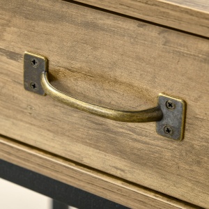 Masa Consola Vintage – Lemn & Metal cu Sertare & Raft - Img 8