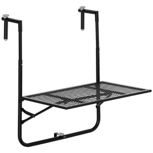 Masa de Balustrada Pliabila din Metal, 60x60x57-72cm, Negru - Img 1