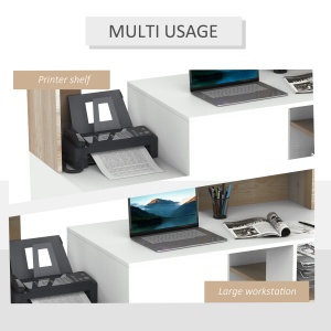 Masa de Birou Moderna pentru Computer cu Rafturi din Lemn MDF, 140x55x92 cm - Img 5