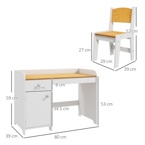 Masa de birou pentru copii cu scaun birou de scoala pentru copii din lemn sertar scaun asortat alb pentru scoala mobilier camera copilului birou pentru copii mici - Img 3