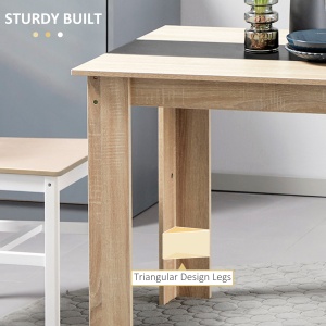Masă de Dining pentru 4-6 Persoane, Masă de Bucătărie Modernă din Lemn, 120x69x75 cm, Lemn Natural - Img 6
