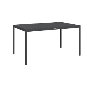 Masă de Grădină cu Lamele, Dimensiuni 145x90 cm, Masă de Dining pentru 6 Persoane, Rectangulară, din Aluminiu și Oțel, pentru Curte, Terasă, Balcon și Exterior, Gri Închis - Img 1