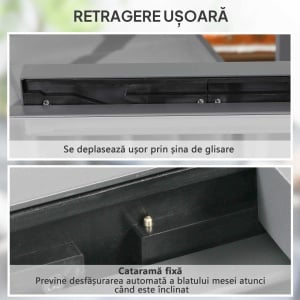 Masă de Grădină Extensibilă cu Blat din Sticlă 80-160x80x75 cm Negru - Img 5