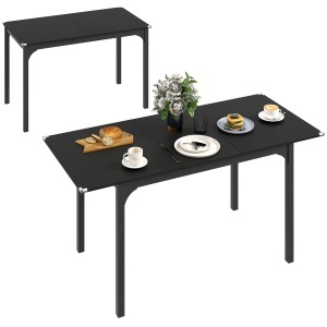 Masa de Gradina Extensibila pentru 4-6 Persoane, cu Picioare din Otel, 160x70x75 cm, Negru - Img 1