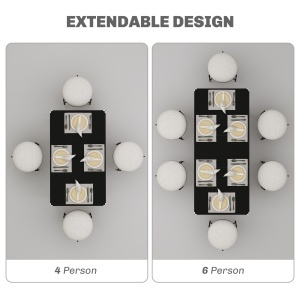 Masa de Gradina Extensibila pentru 4-6 Persoane, cu Picioare din Otel, 160x70x75 cm, Negru - Img 4