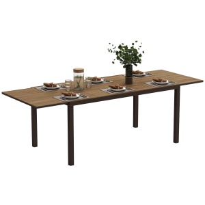 Masă Extensibilă pentru Terasă cu Margini din aluminiu, 160/240x90x74 cm, Maro - Img 1