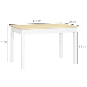Masă pentru 4-6 Persoane, Masă Modernă de Bucătărie și Sufragerie din Lemn, 119x70x75 cm, Alb - Img 3