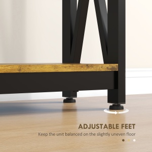 Masă Subțire de Consolă, Masă Industrială cu Două Nivele, Masă de Canapea Îngustă cu Cadru X din Oțel, 100x24x75 cm, Maro - Img 8