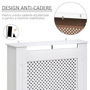 Masca Calorifer 78×82×19 cm – Lemn Alb cu Grilaj Decorativ - Img 6
