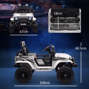 Mașină Electrică pentru Copii 3-6 Ani Off-road 12V cu Telecomandă Alb - Img 3