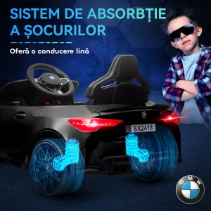 Mașină Electrică pentru Copii cu Transport Ușor, Plimbare pe Mașină cu Telecomandă, BMW M4 Licențiat, 108x69.5x51 cm, Negru - Img 6