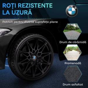 Mașină Electrică pentru Copii cu Transport Ușor, Plimbare pe Mașină cu Telecomandă, BMW M4 Licențiat, 108x69.5x51 cm, Negru - Img 9