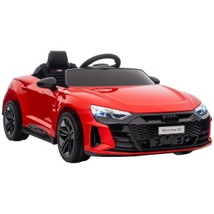 Masina electrica pentru copiii 37-60 luni Licenta Audi cu claxon si butoane muzicale, centuri de siguranta si faruri, PP si metal, 103x58x41 cm, rosu si negru - Img 1