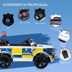 Masina Politie 12V pentru Copii – Telecomanda, Sirena & Lumini Realiste - Img 4