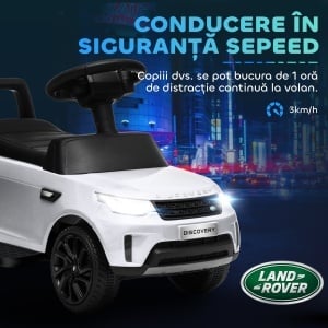 Mașinuță Electrică pentru Copii 18 Luni-5 Ani cu Licență Land Rover cu Muzică, USB și MP, 65x43x40 cm ,Alb - Img 7