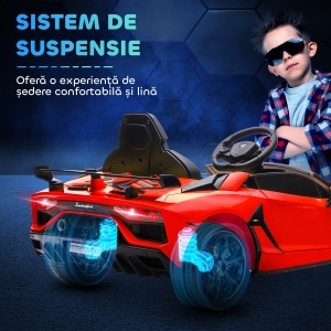 Mașinuță Electrică pentru Copii 3-5 Ani cu Uși Fluture, Mașinuță Electrică cu Telecomandă, 107,5x63x42 cm, Roșu - Img 8