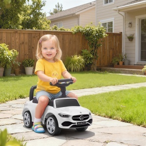 Mașinuță Electrică pentru Copii Licență Mercedes Benz cu Claxon și Spațiu de Depozitare, 65x28x39 cm, Alb - Img 2