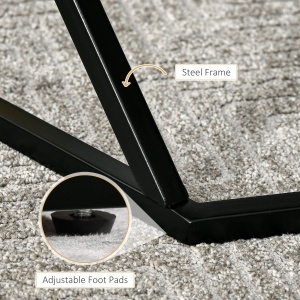 Masuta de cafea moderna cu blat din imitatie de marmura si structura din MDF si otel, 81x70x51,2 cm, negru - Img 6