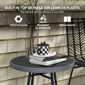 Masuta de cafea pentru exterior din lemn plastifiat, Gri - Img 5