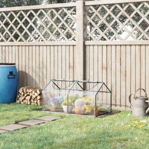 Mini Sera de Gradina cu 2 Ferestre Rulou si Copertina PVC Anti-UV, 120x60x60cm, Transparenta - Img 2