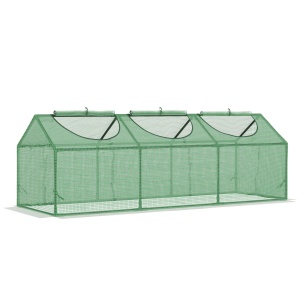 Mini seră de grădină, Seră compactă cu 3 ferestre rulou, protecție PE Anti‑UV și cadru din oțel, pentru plante, legume și fructe, 180×60×60 cm - Img 1