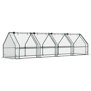 Mini Sera Portabilă Tip Tunel pentru Plante, Flori, Casă Caldă cu Uși Rulabile cu Fermoar, Transparentă - Img 1