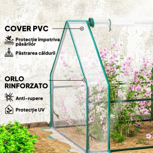 Mini Sera Portabilă Tip Tunel pentru Plante, Flori, Casă Caldă cu Uși Rulabile cu Fermoar, Transparentă - Img 4