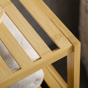 Mobilier de Baie din Bambus cu Dulăpior cu Ușă și Rafturi, 33x36,5x67 cm, Lemn Natural - Img 9
