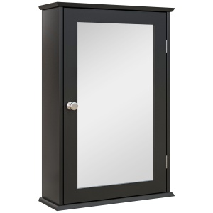 Mobilier de Baie Dulap Suspendat cu Oglindă 41x14x60cm Negru - Img 1