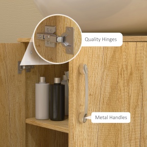 Mobilier de Baie Modern Sub Chiuvetă, Dulăpior Suspendat cu 2 Uși și 2 Rafturi, 60x30x60 cm, Lemn Natural - Img 7