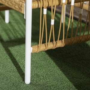 Mobilier din 3 Piese pentru Terasă, Set din 2 Canapele și o Măsuță de Cafea pentru Exterior din Ratan, 72x66x64 cm, Crem - Img 9
