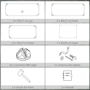 Mobilier pentru incaltaminte modular, 6 cuburi 49x36.5x108 cm din plastic PP si otel, Negru - Img 6