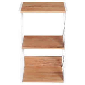 Mobilier Rastel Librarie 3 Rafturi cu Schelet in Otel Alb si Rafturi in Lemn 40x35x72.5cm - Img 9