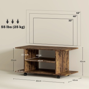 Modern TV Cabinet Stand Storage Shelves Table Mobile Bedroom Furniture Bookshelf Bookcase Rustic Brown - Img 3