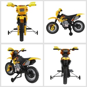 Moto Cross Electric Copii – Galben cu Rotite Laterale - Img 8