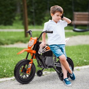 Motocicletă Electrică pentru Copii 3-6 Ani, 2 Motoare, Roți Detașabile și Sunete Portocaliu - Img 2