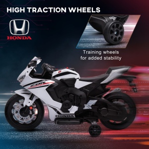 Motocicletă Electrică pentru Copii cu Baterie Reîncărcabilă de 6V, Viteză 3 km/h și Muzică, 90x44x52 cm, Alb - Img 8