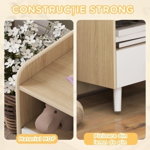 Noptieră cu Sertar pentru Copii 3-10 Ani, cu Design Minimalist pentru Dormitor, 40x32,5x40 cm, Lemn Natural - Img 6