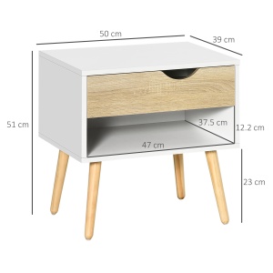 Noptiere Moderne cu Sertar și Raft, Design Modern și Funcțional, Ideal pentru Cameră de Dormit, Albastru - Img 3